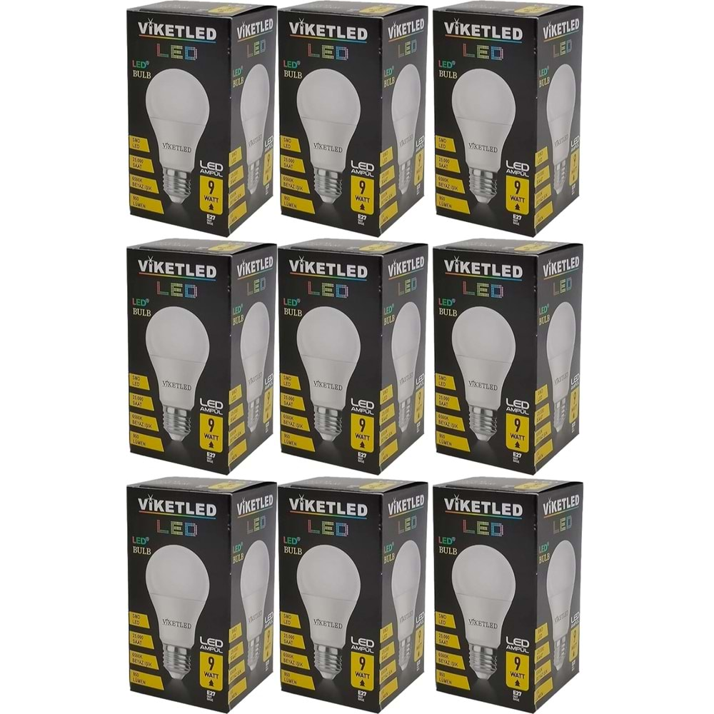 Viketled Led Ampül Beyaz-White 9W (9 Lu Set)