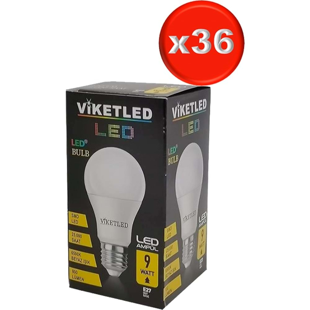 Viketled Led Ampül Beyaz-White 9W (36 Lı Set)