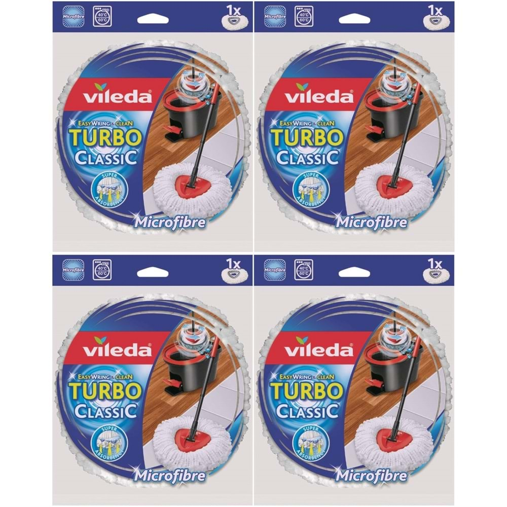 Vileda Turbo Yedek Mop Paspas Ucu (%100 Mikrofiber) (4 Lü Set)