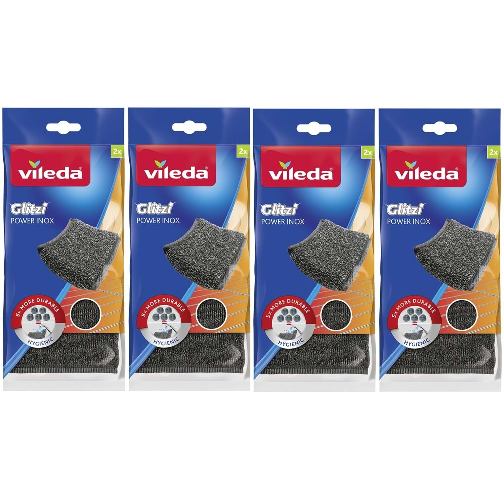 Vileda Power Inox Çelik Bulaşık Sünger (8 Li Set) (4PK*2)