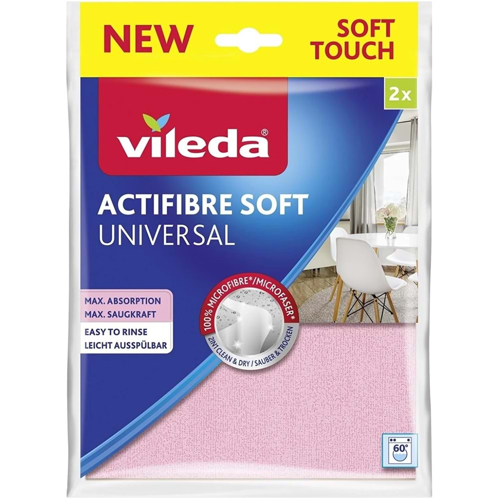 Vileda Actifibre Soft Universal New Soft Touch (Paket içi 2 Li) (9 Lu Set)