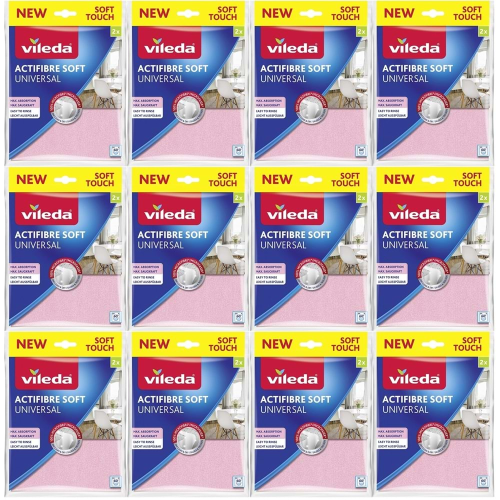 Vileda Actifibre Soft Universal New Soft Touch (Paket içi 2 Li) (12 Li Set)