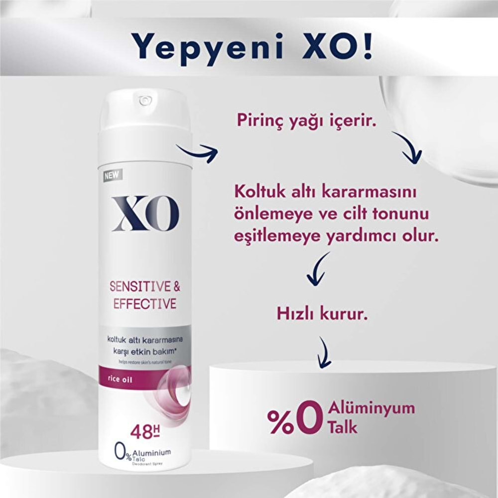 XO Deodorant 150ML Women-Kadın Sensitive & Effective (6 Lı Set)