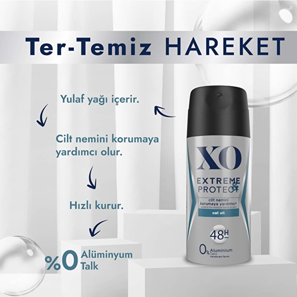 XO Deodorant 150ML Men-Erkek Extreme & Protect (3 Lü Set)