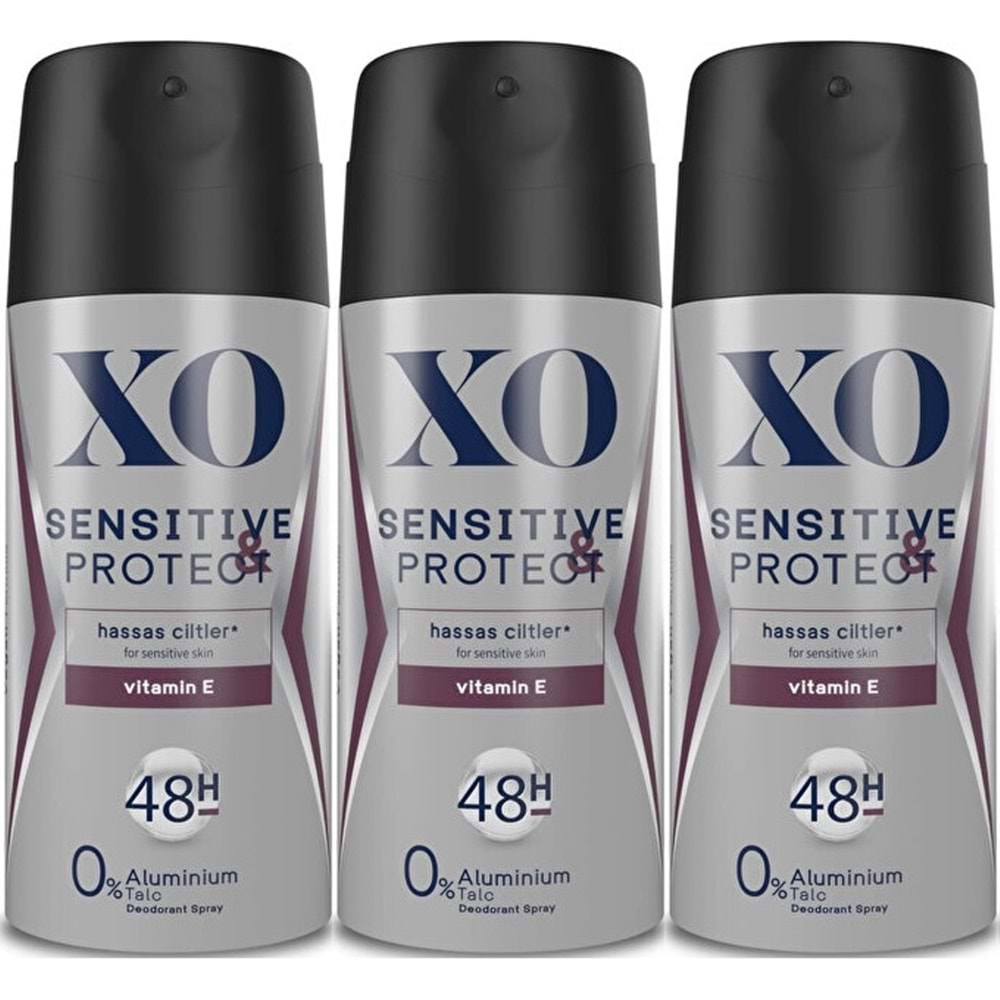 XO Deodorant 150ML Men-Erkek Sensitive & Protect (3 Lü Set)