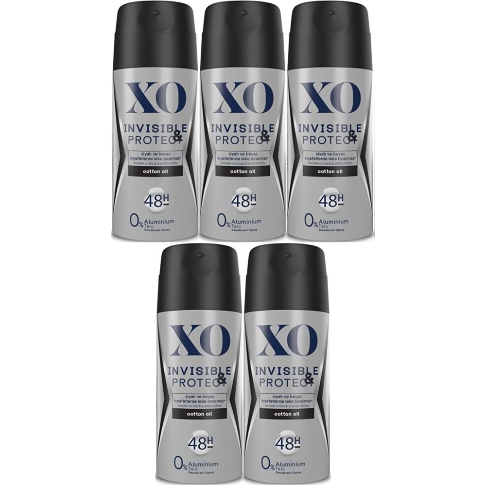 XO Deodorant 150ML Men-Erkek Invisible & Protect (5 Li Set)