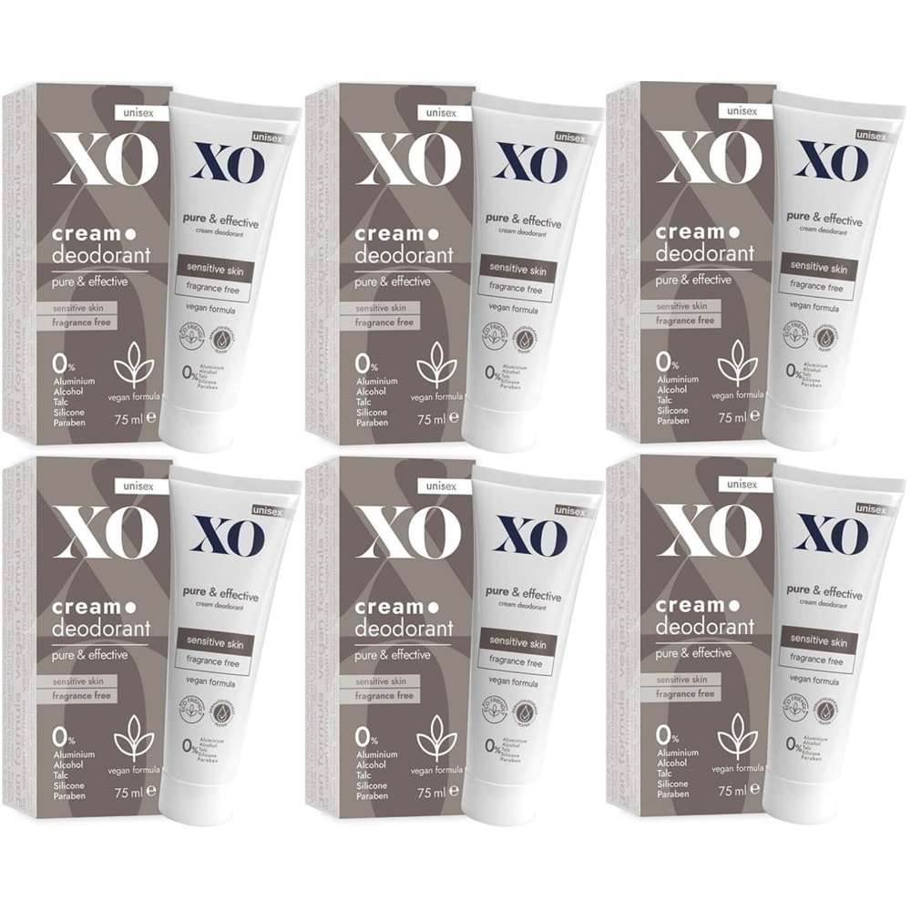 XO Krem Deodorant 75ML Unisex Pure & Effective Kokusuz (6 Lı Set)