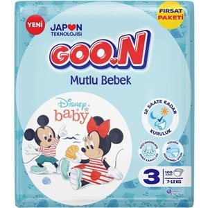 Goon Mutlu Bebek Bebek Bezi Beden:3 (7-12Kg) Midi 100 Adet Fırsat Pk