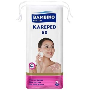 Bambino Cotton Kare Makyaj ve Bebek Temizleme Pamuğu 50 Adet (Kare En-Boy 7CM)