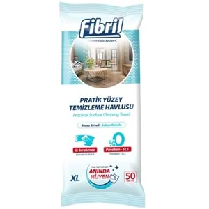 Fibril Yüzey Temizlik Havlusu 50 Yaprak XL Beyaz Sirkeli - Beyaz Sabun Kokulu Plastik Kapaklı