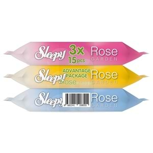 Sleepy Islak Havlu Cep Mendil (3 Lü Pk) 15 Yaprak Travel Pk Rose/Garden (45 Yaprak)