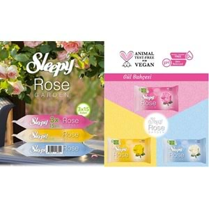 Sleepy Islak Havlu Cep Mendil (3 Lü Pk) 15 Yaprak Travel Pk Rose/Garden (45 Yaprak)