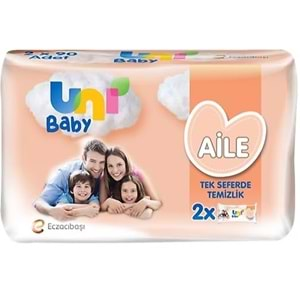 Uni Baby Islak Havlu Mendil 90 Yaprak Aile (2 Li PK) 180 Yaprak Plastik Kapaklı