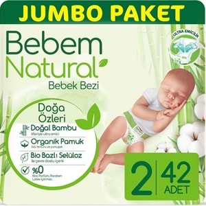 Bebem Bebek Bezi Natural Beden:2 (3-6Kg) Mini 42 Adet Jumbo Pk