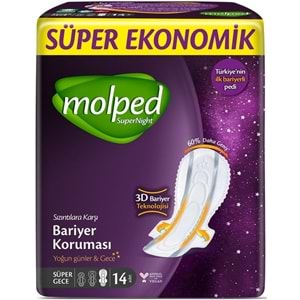 Molped Süper Night Hijyenik Ped Gece 14 Adet Süper Ekonomik Pk