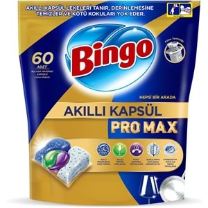 Bingo Akıllı Kapsül Pro Max Bulaşık Makinesi Deterjanı Tableti 60 Adet Limon Kokulu