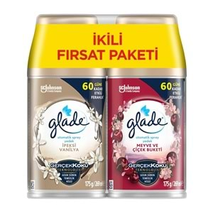 Glade Oda Kokusu Otomatik Sprey Yedek 269ML (2 Li Set) İpeksi Vanilya ve Meyve Çiçek Buketi