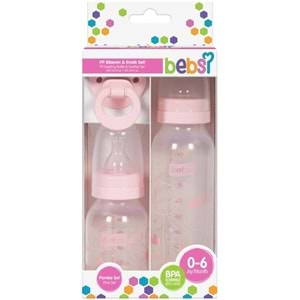 Bebsi Biberon ve Emzik Seti PP Pembe (250ML+ 125ML+ Emzik)