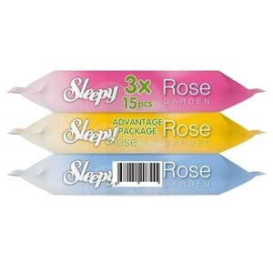 Sleepy Islak Havlu Cep Mendil (3 Lü Pk) 15 Yaprak Rose/Garden (45 Yaprak)