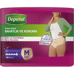 Depend Emici Külot Hasta Bezi Medium - Orta Kadın (10 Adet) Tekli Pk