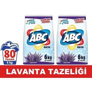 Abc Matik Toz Çamaşır Deterjanı 6+6 12Kg Lavanta Tazeliği (80 Yıkama)