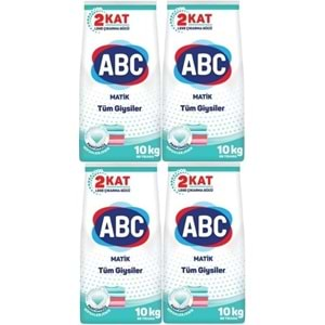 Abc Matik Toz Çamaşır Deterjanı 40KG (4PK*10KG) Parfümsüz/Hipoalerjenik Tüm Giysiler (264 Yıkama)