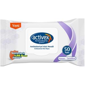 Activex Antibakteriyel Islak Havlu Mendil Hassas 50 Yaprak 3 Lü Set (150 Yaprak) Plastik Kapaklı