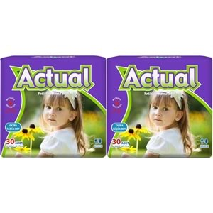 Actual Yetişkin Hasta Bezi Bel Bantlı XS-Ekstra Küçük 60 Adet (2PK*30) (Beden:6 Çoçuk Bezi)