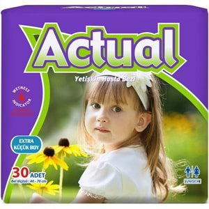 Actual Yetişkin Hasta Bezi Bel Bantlı XS-Ekstra Küçük 60 Adet (2PK*30) (Beden:6 Çoçuk Bezi)