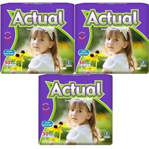 Actual Yetişkin Hasta Bezi Bel Bantlı XS-Ekstra Küçük 90 Adet (3PK*30) (Beden:6 Çoçuk Bezi)