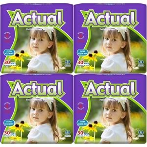 Actual Yetişkin Hasta Bezi Bel Bantlı XS-Ekstra Küçük 120 Adet (4PK*30) (Beden:6 Çoçuk Bezi)