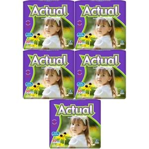 Actual Yetişkin Hasta Bezi Bel Bantlı XS-Ekstra Küçük 150 Adet (5PK*30) (Beden:6 Çoçuk Bezi)