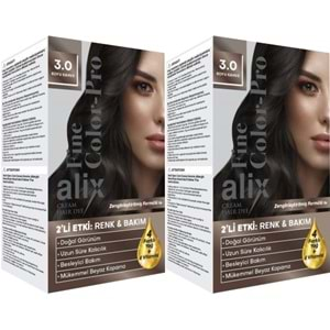 Alix 50ML Kit Saç Boyası 3.0 Koyu Kahve (2 Li Set)