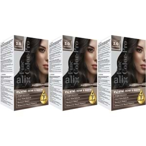 Alix 50ML Kit Saç Boyası 3.0 Koyu Kahve (3 Lü Set)