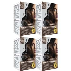 Alix 50ML Kit Saç Boyası 5.35 Işıltılı Kahve (4 Lü Set)