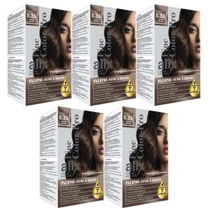 Alix 50ML Kit Saç Boyası 5.35 Işıltılı Kahve (5 Li Set)