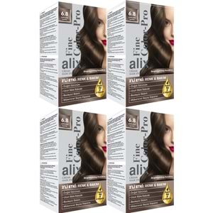 Alix 50ML Kit Saç Boyası 6.8 Çikolota Kahve (4 Lü Set)