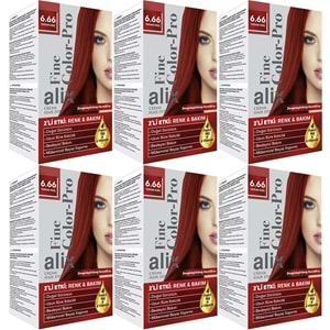 Alix 50ML Kit Saç Boyası 6.66 Yoğun Kızıl (6 Lı Set)