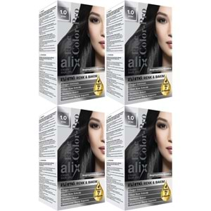 Alix 50ML Kit Saç Boyası 1.0 Siyah (4 Lü Set)