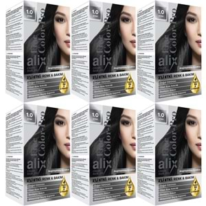 Alix 50ML Kit Saç Boyası 1.0 Siyah (6 Lı Set)