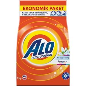 Alo Matik Toz Çamaşır Deterjanı 28KG Kar Çiçeği Ferahlğı / Renkliler ve Beyazlar (184 Yıkama) (4PK*7KG)