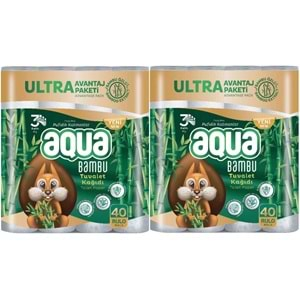 Aqua Tuvalet Kağıdı 3 Katlı 80 Li Set Bambu Ultra Avantaj Pk (2PK*40)