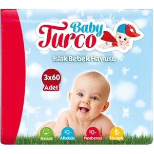 Baby Turco Islak Havlu Mendil Klasik (9 lu Set) 60 Yaprak Plastik Kapaklı (3PK*3)