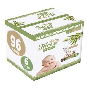 Baby Turco Bebek Bezi Doğadan Beden:6 (16-25Kg) XLarge 96 Adet Süper Ekonomik Pk