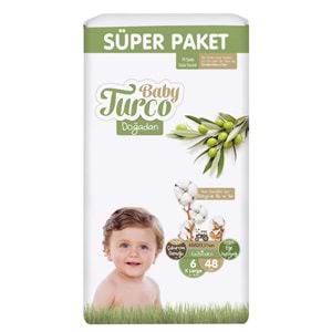 Baby Turco Bebek Bezi Doğadan Beden:6 (16-25Kg) XLarge 192 Adet Süper Aylık Pk