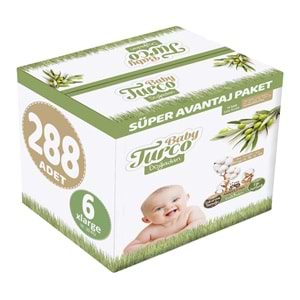 Baby Turco Bebek Bezi Doğadan Beden:6 (16-25Kg) XLarge 288 Adet Süper Avantaj Pk