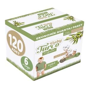 Baby Turco Külot Bebek Bezi Doğadan Beden:6 (16-25KG) XLarge 120 Adet Ekonomik Avantaj Pk