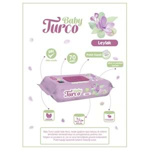 Baby Turco Islak Havlu Mendil 70 Yaprak Leylak 6 Lı Set Plastik Kapaklı (420 Yaprak)