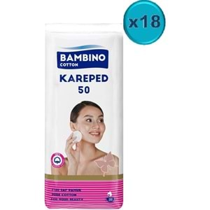 Bambino Cotton Kare Makyaj ve Bebek Temizleme Pamuğu 900 Adet (Kare En-Boy 7CM) (18PK*50)