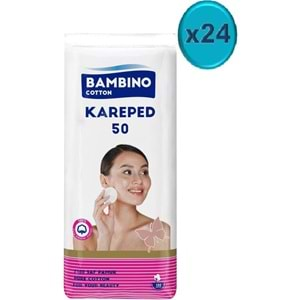 Bambino Cotton Kare Makyaj ve Bebek Temizleme Pamuğu 1200 Adet (Kare En-Boy 7CM) (24PK*50)